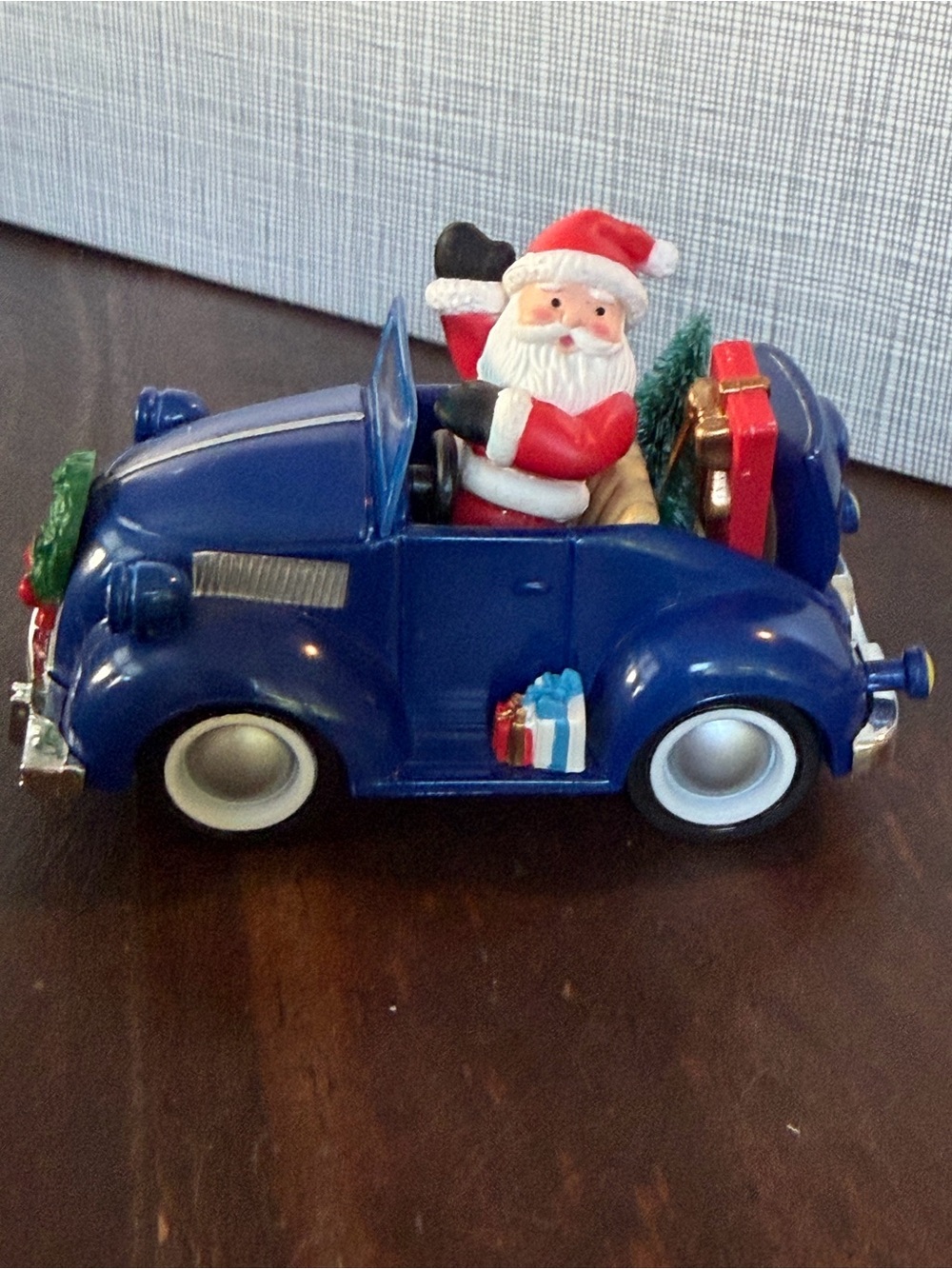 VTG 1999 Westmar Inc. Santa Claus Blue Car Christmas Ornament